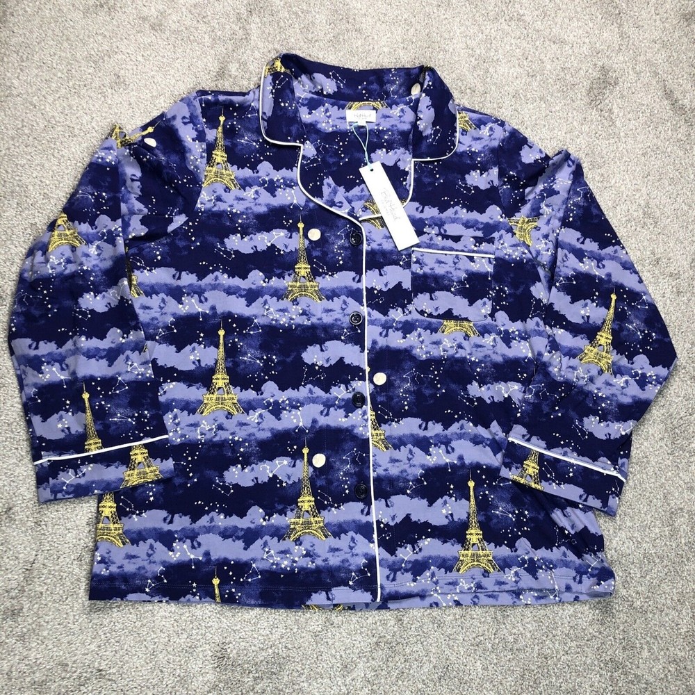 NWT BedHead Astral Eiffel Tower Paris Skies Purple Cotton/Stretch Pajama Set XL - Picture 2 of 12